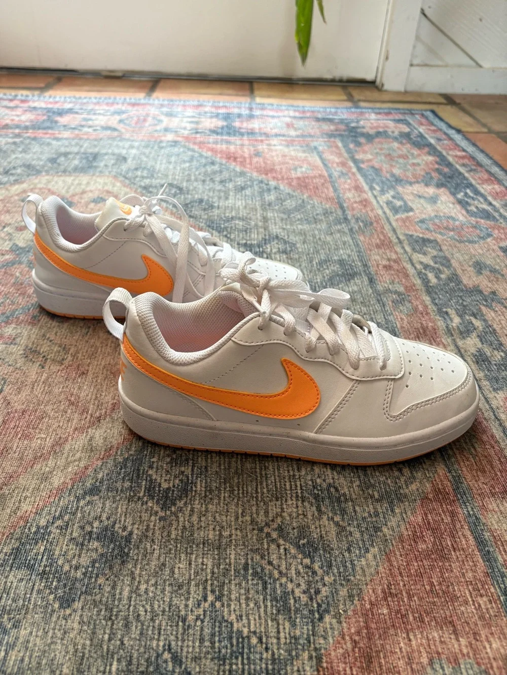 Nike White Mesh Sneaker with Orange Insole